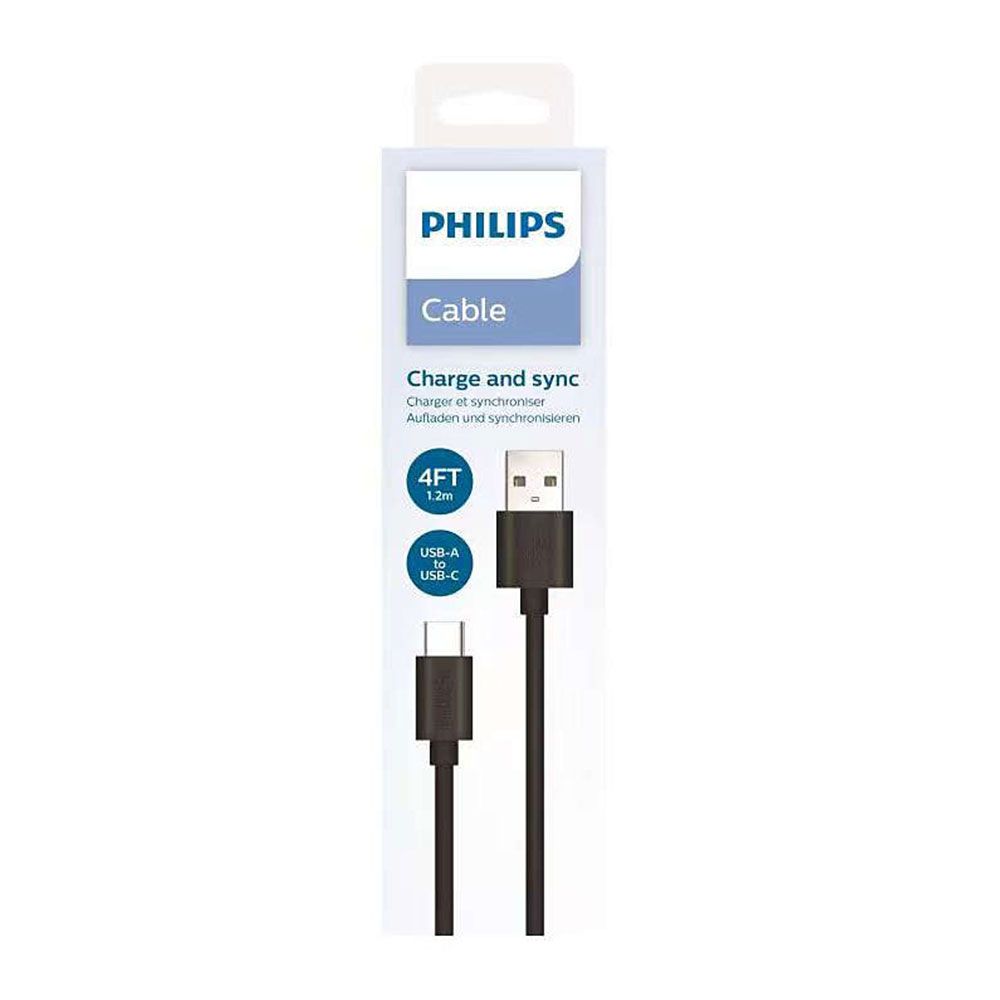 Cabo tipo C para carregamento rápido preto DLC3104A/00 philips - Image 2
