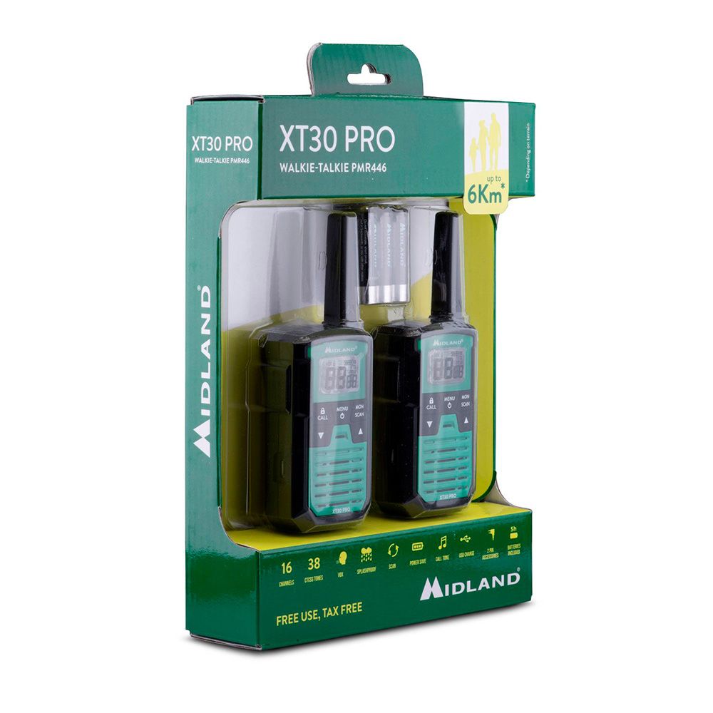 Walkie talkies XT-30 PRO C1463, 16 canais PMR446, verde - Image 3