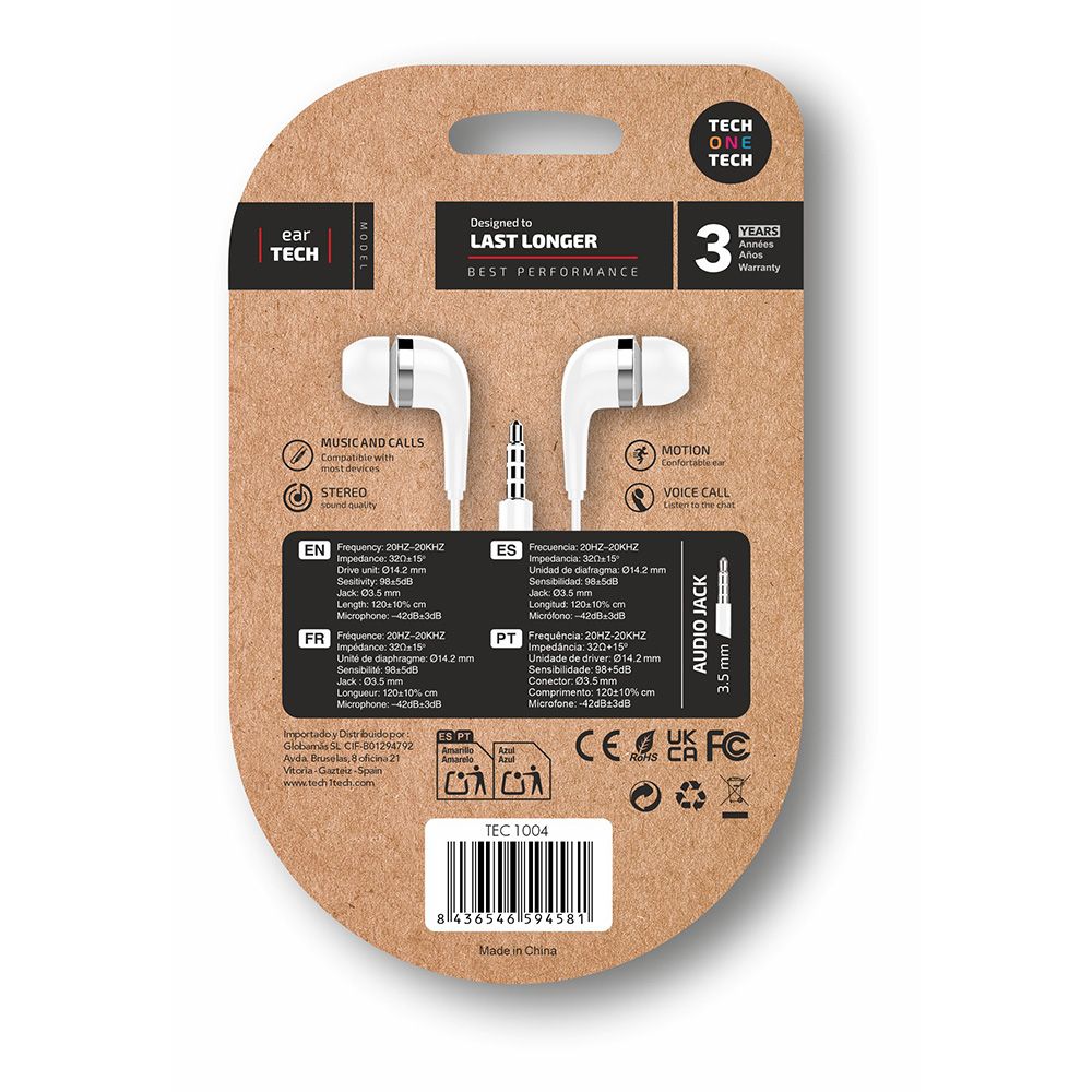 Fones de ouvido Eartech com conector mini-jack branco - Image 2