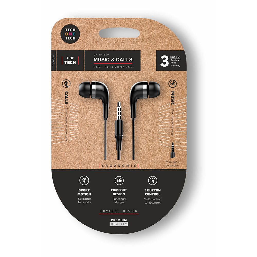 Fones de ouvido Eartech com conector mini-jack preto