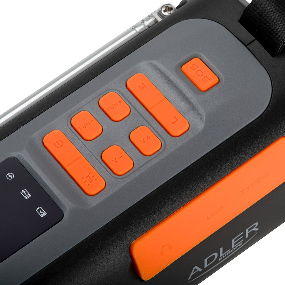 Rádio emergência solar + manivela, lanterna LED 4 W, powerbank 4500 MAH AD 1920 - Image 5