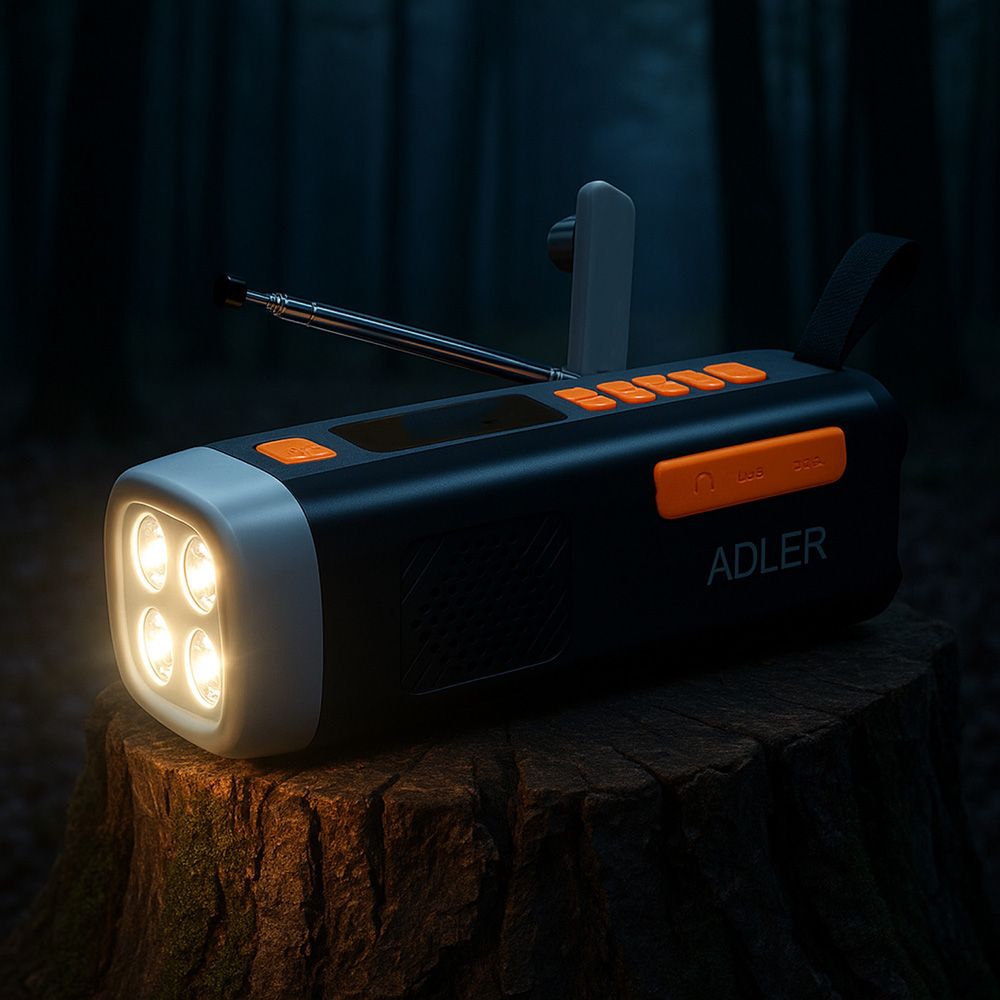 Rádio emergência solar + manivela, lanterna LED 4 W, powerbank 4500 MAH AD 1920 - Image 7