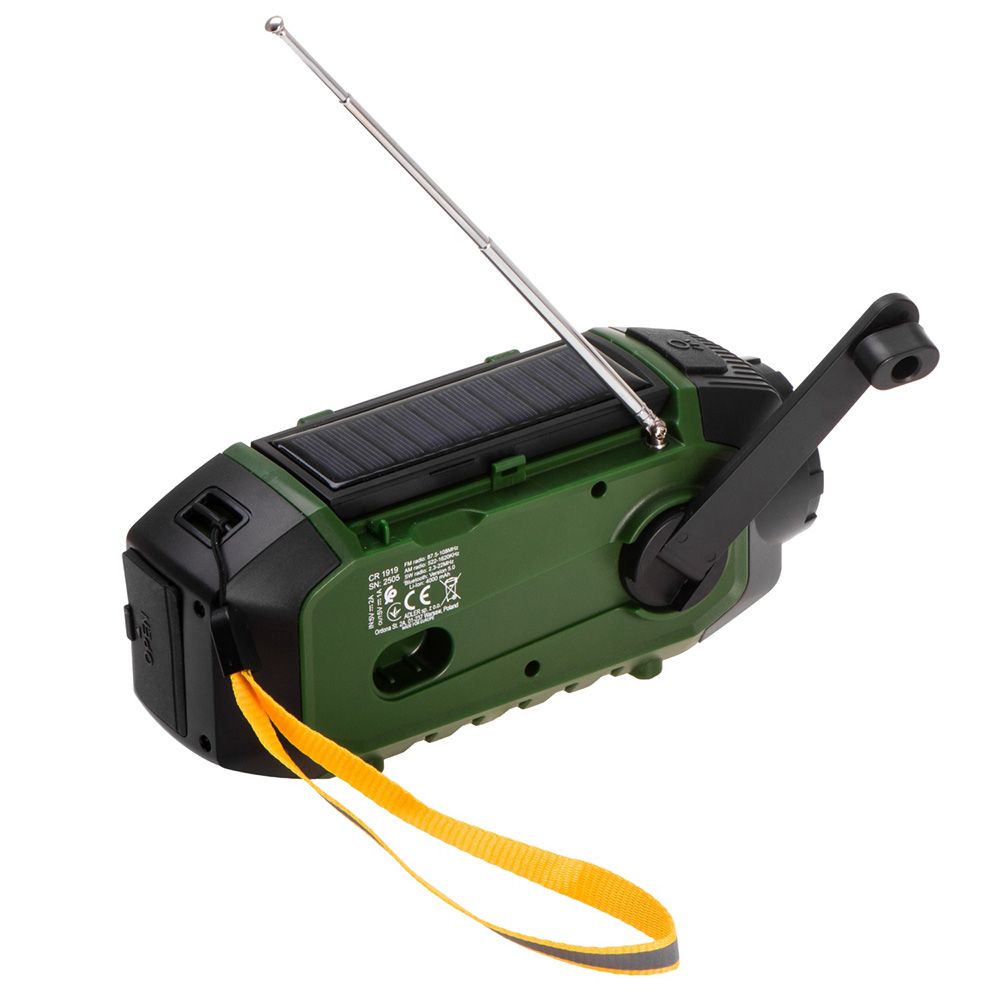 Rádio de emergência multifunções solar/dínamo/usb, bateria CR1919 de 4000 MAH, verde, 181 x 72 x 82 mm - Image 11