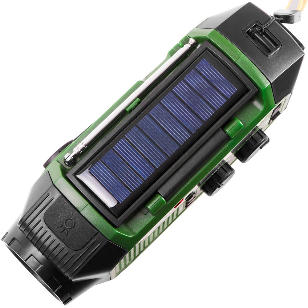 Rádio de emergência multifunções solar/dínamo/usb, bateria CR1919 de 4000 MAH, verde, 181 x 72 x 82 mm - Image 12