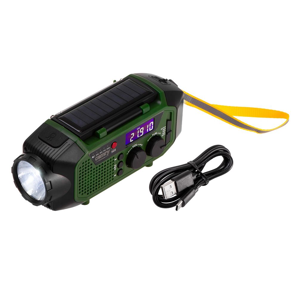 Rádio de emergência multifunções solar/dínamo/usb, bateria CR1919 de 4000 MAH, verde, 181 x 72 x 82 mm - Image 14