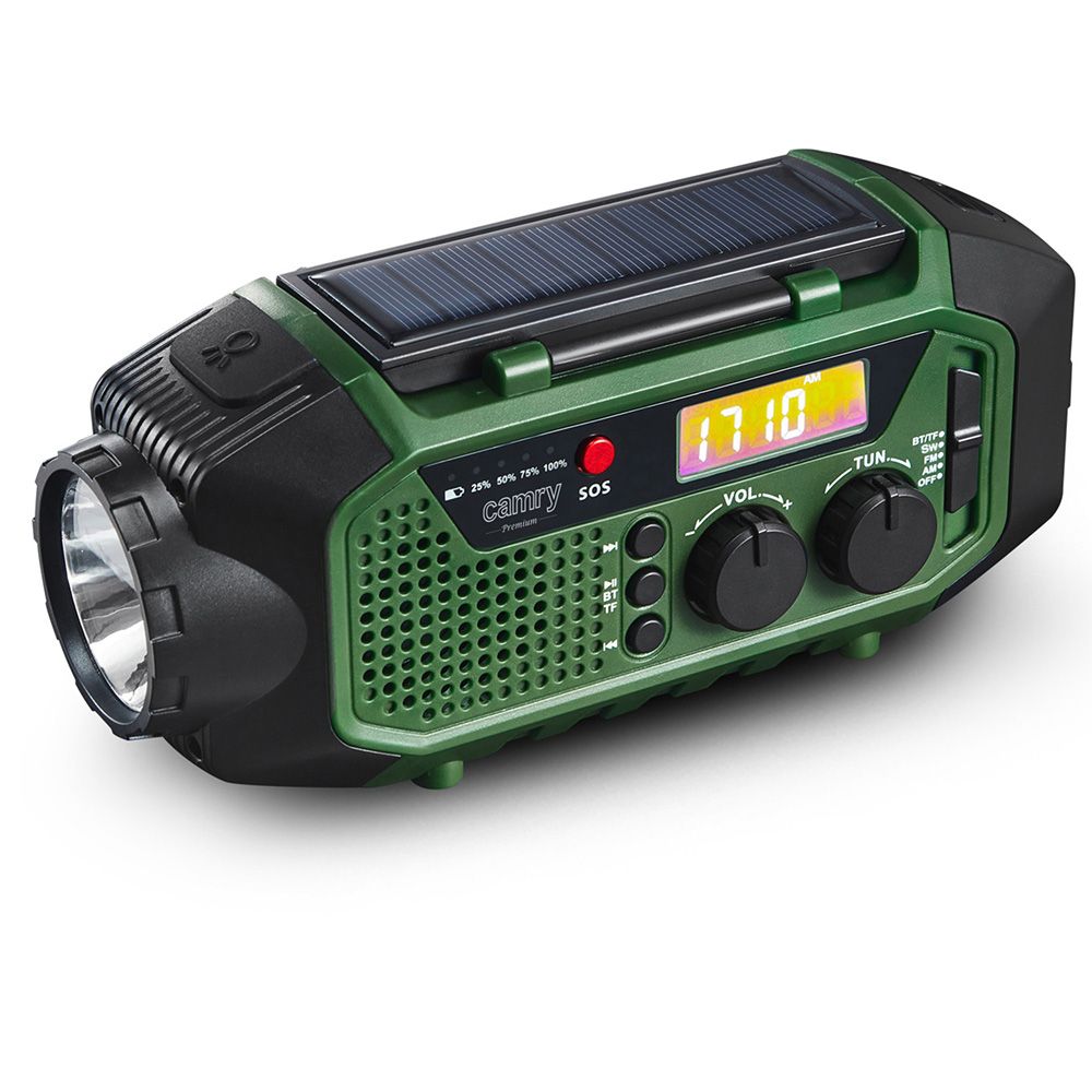 Rádio de emergência multifunções solar/dínamo/usb, bateria CR1919 de 4000 MAH, verde, 181 x 72 x 82 mm - Image 2