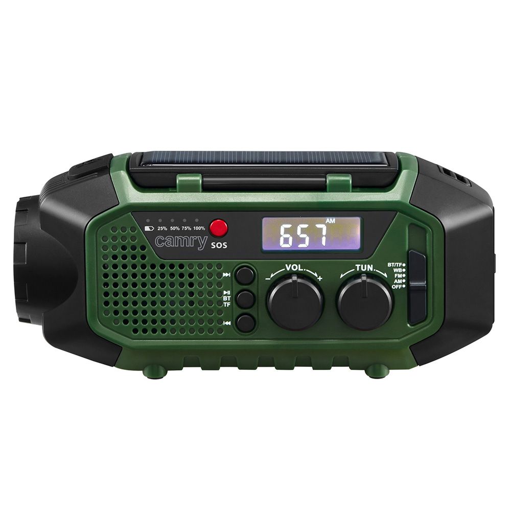 Rádio de emergência multifunções solar/dínamo/usb, bateria CR1919 de 4000 MAH, verde, 181 x 72 x 82 mm - Image 6