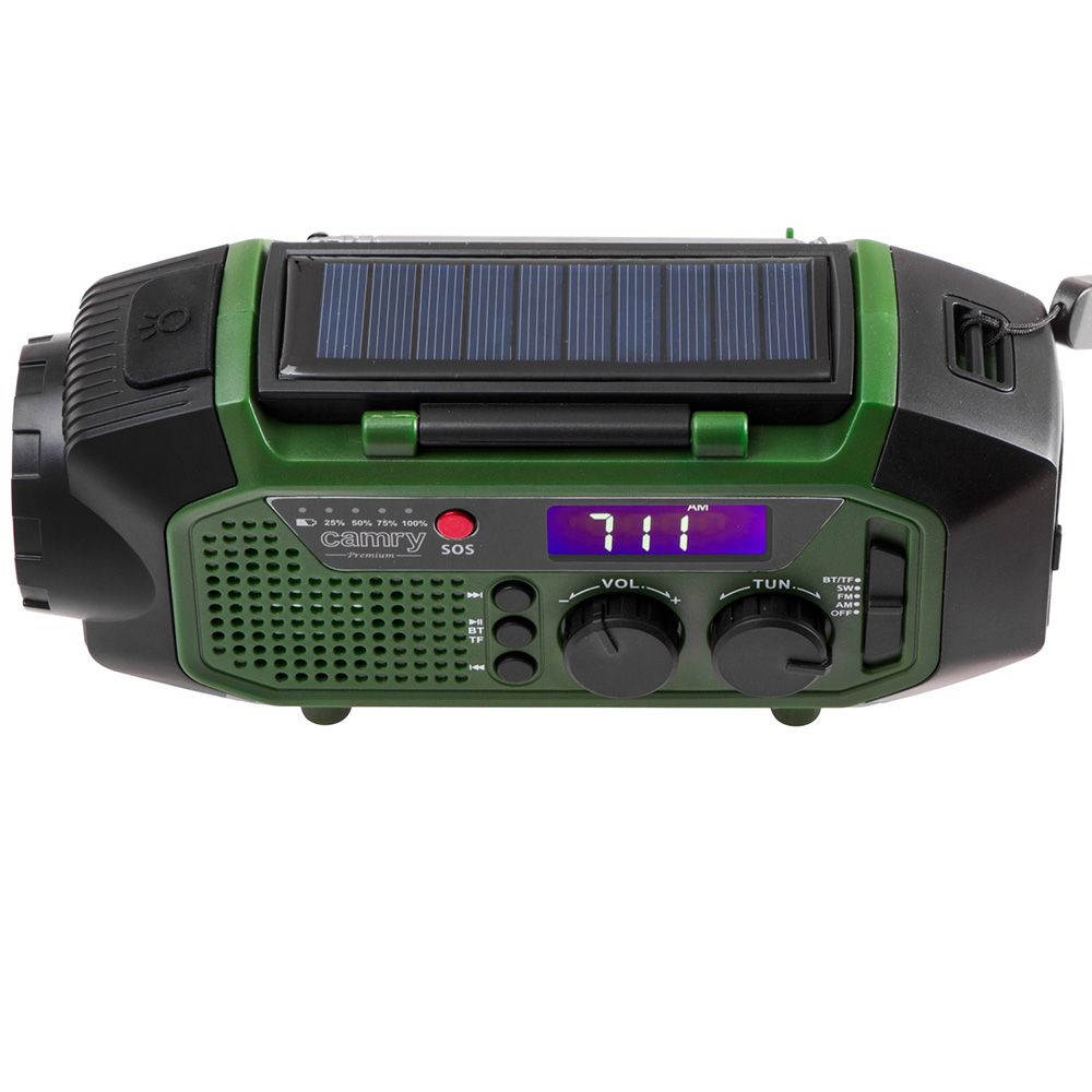Rádio de emergência multifunções solar/dínamo/usb, bateria CR1919 de 4000 MAH, verde, 181 x 72 x 82 mm - Image 8