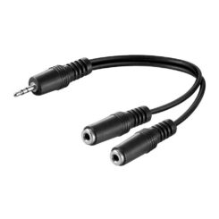 Cabo 20cm adaptador áudio 1M para 2F jack 3,5 stereo Logilink