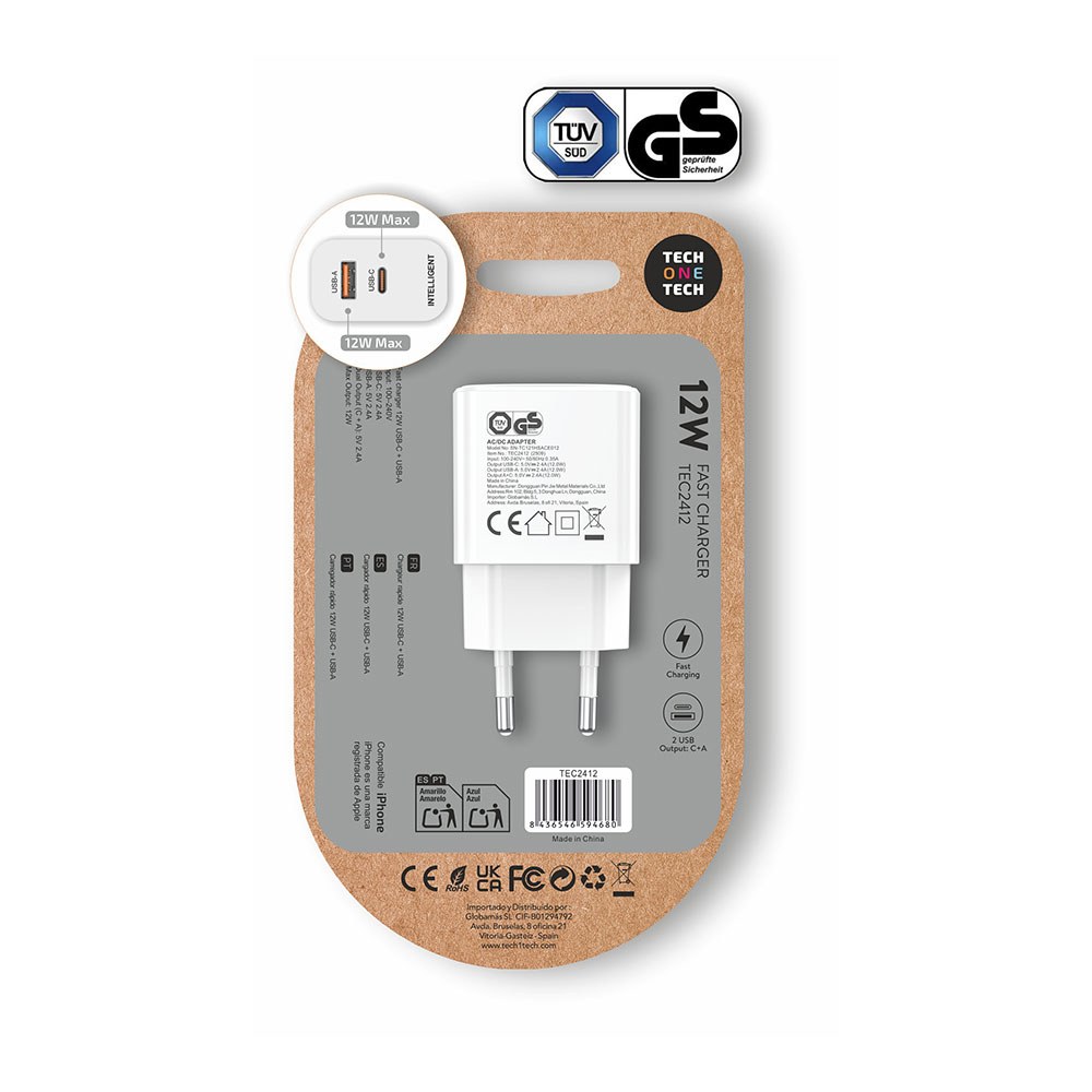 Carregador usb-c + usb-a, 12 W, branco - Image 2
