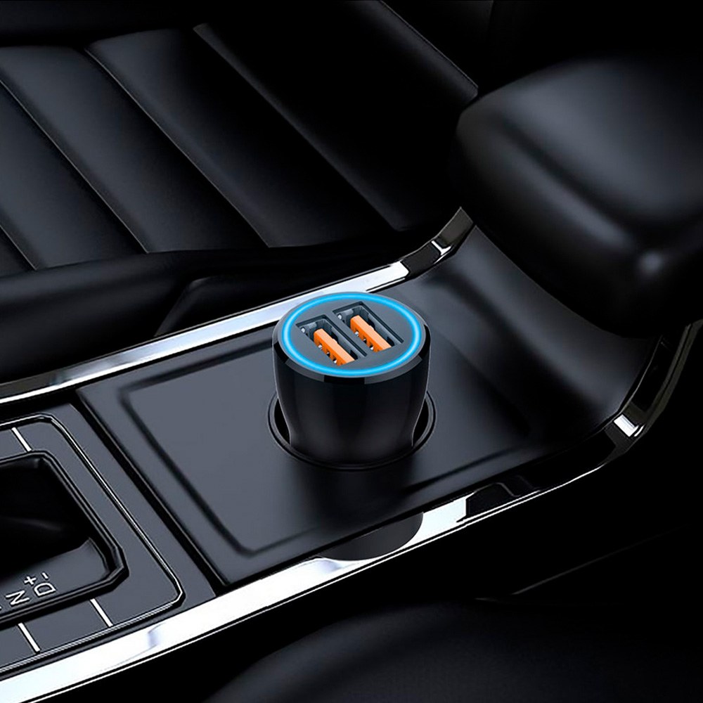 2 x carregador de isqueiro de carro USB-A, 12 W, preto + cabo USB-C de 1 m - Image 3