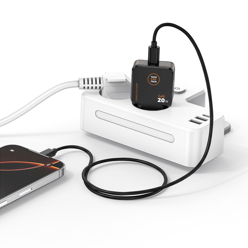 Carregador ultrarrápido GAN 20 W preto + cabo usb-c de 1 m - Image 2