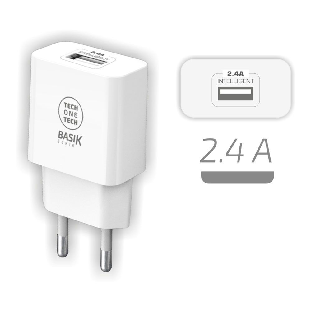 Carregador 12 w usb-a, 2,4 a branco