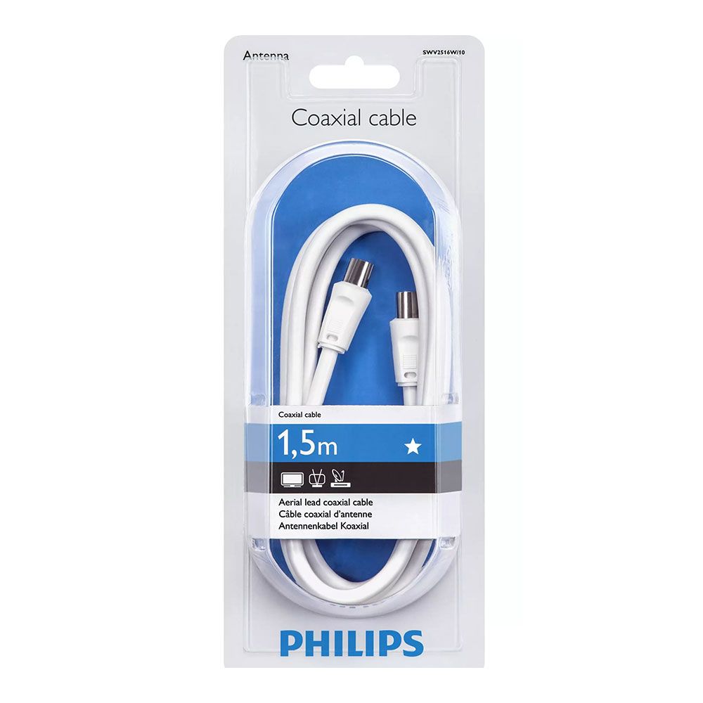 Cabo de antena TV coaxial tipo PAL 1,5m SWV2516W/10 philips - Image 2