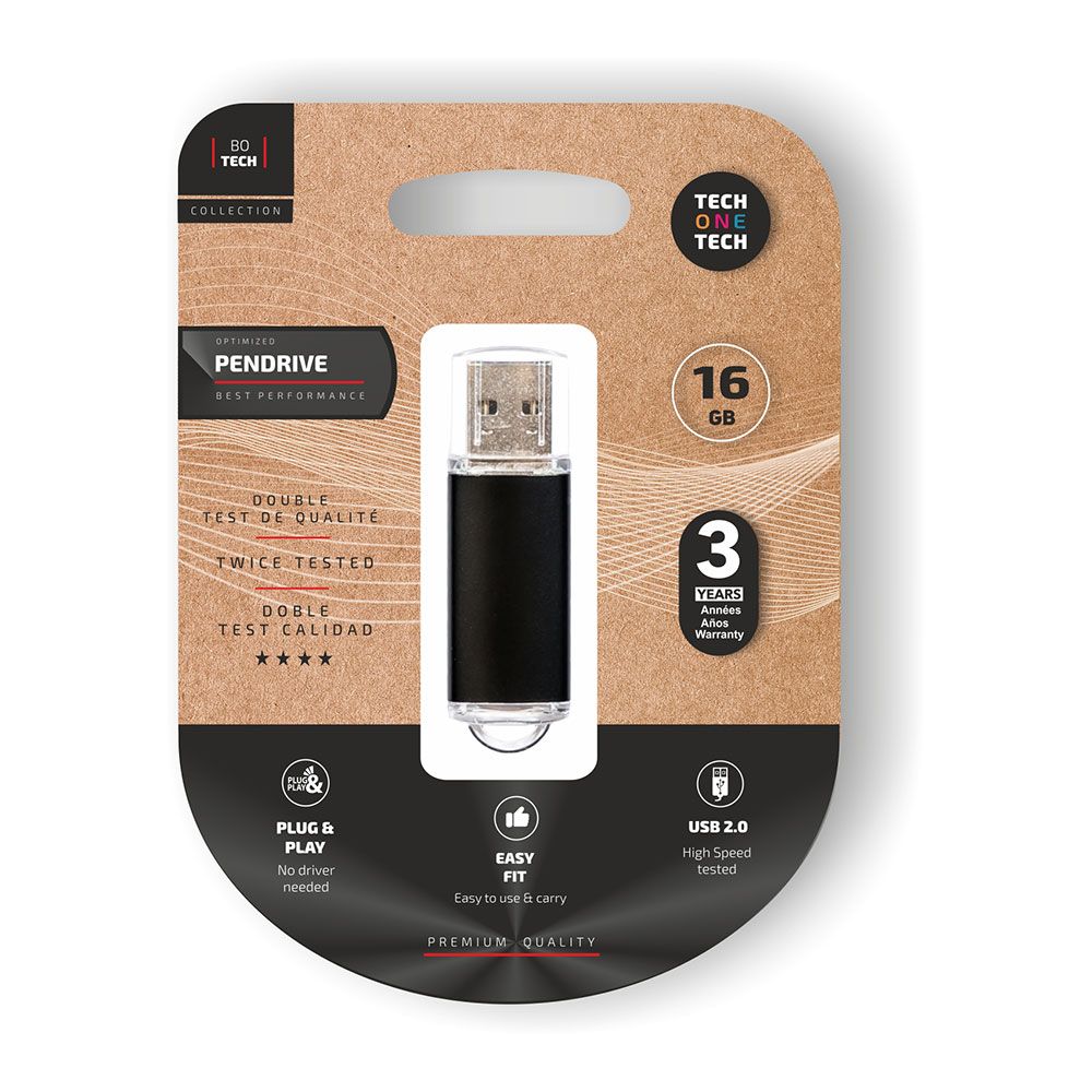 Pendrive básico preto 16 GB memória USB