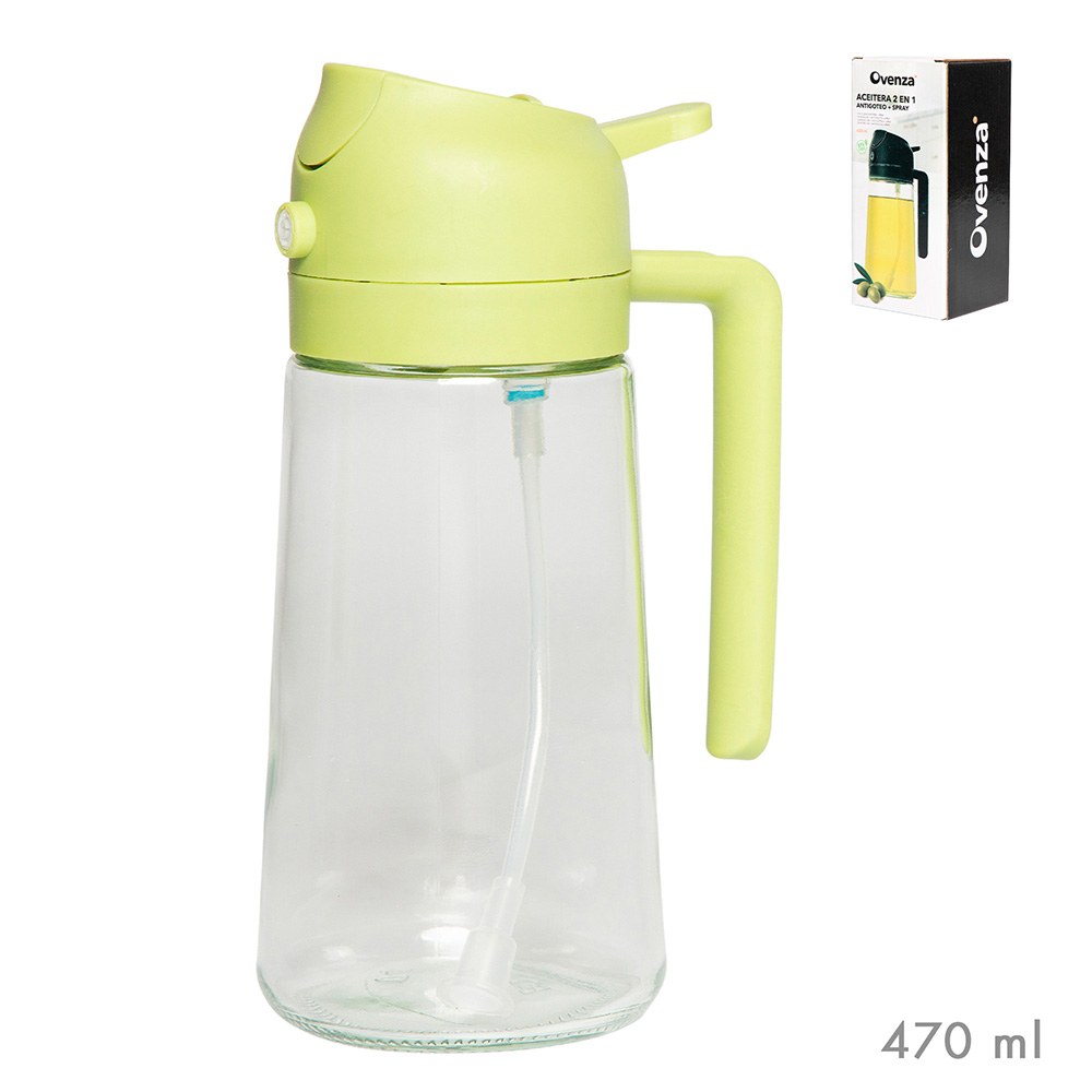 Galheteiro 2 em 1 antigota/ spray, verde, 430 ml