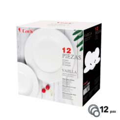 Conjunto de jantar clássico branco, 12 peças