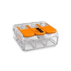 Conector rápido com alavanca 3 condutores, ø máximo 4 mm², 450 V, 32 a, transparente, 18,8 x 18,6 x 8,4 mm