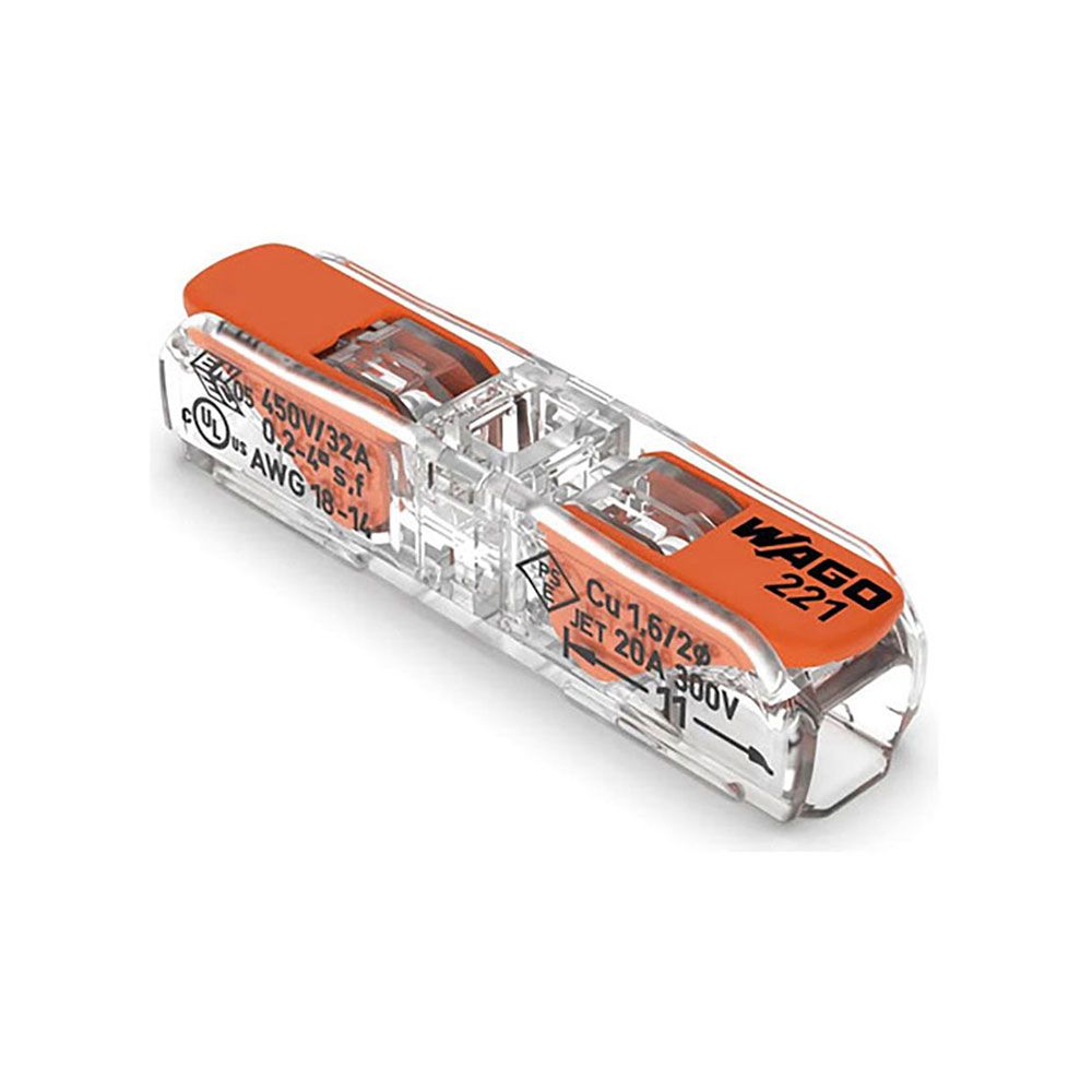 Conector rápido em linha com alavanca 2 condutores, ø máximo 4 mm², 450 V, 32 a, transparente, 8,1 x 35,5 x 8,9 mm