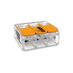 Conector rápido com alavanca 3 condutores, ø máximo 6 mm², 450 V, 41 a, transparente, 22,9 x 21,1 x 10,1 mm