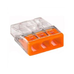 Conector rápido 3 condutores rígidos, ø máximo 2,5 mm², transparente / laranja