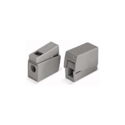 Conector CLIP rápido em linha 2 condutores, 1 rígido + 1 rígido, semi-rígido ou flexível, ø máximo 2,5 mm², cinza