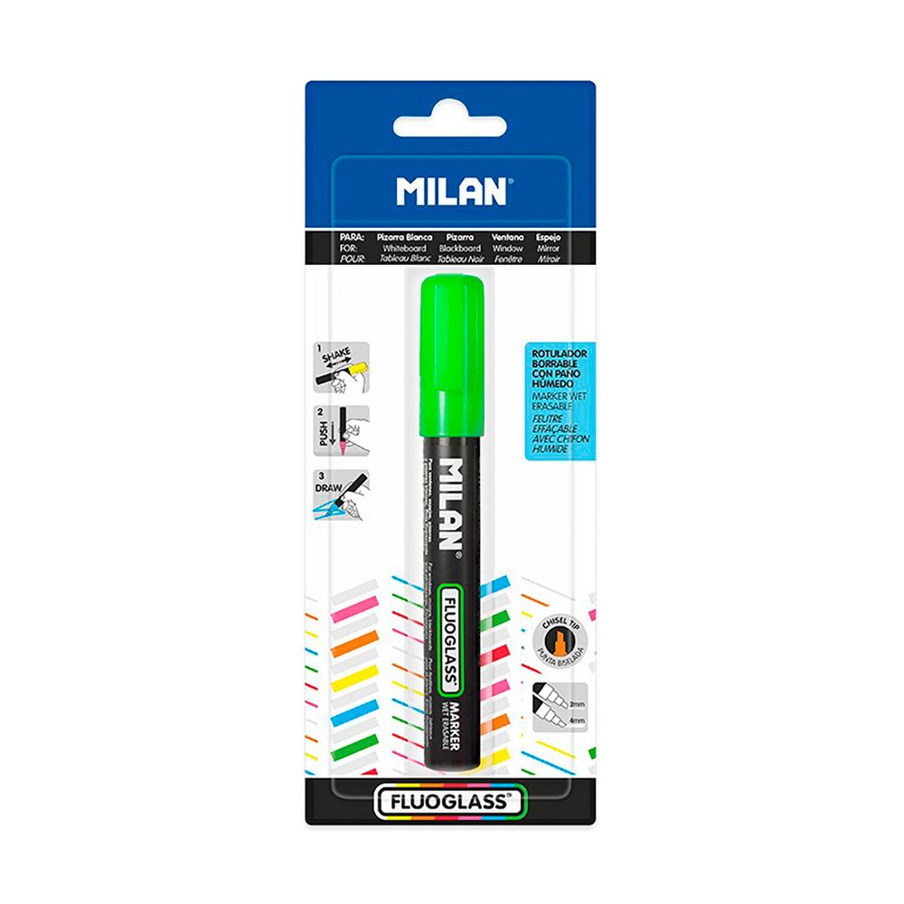 Marcador apagável Fluoglass 2-4 mm verde em blister - Image 2