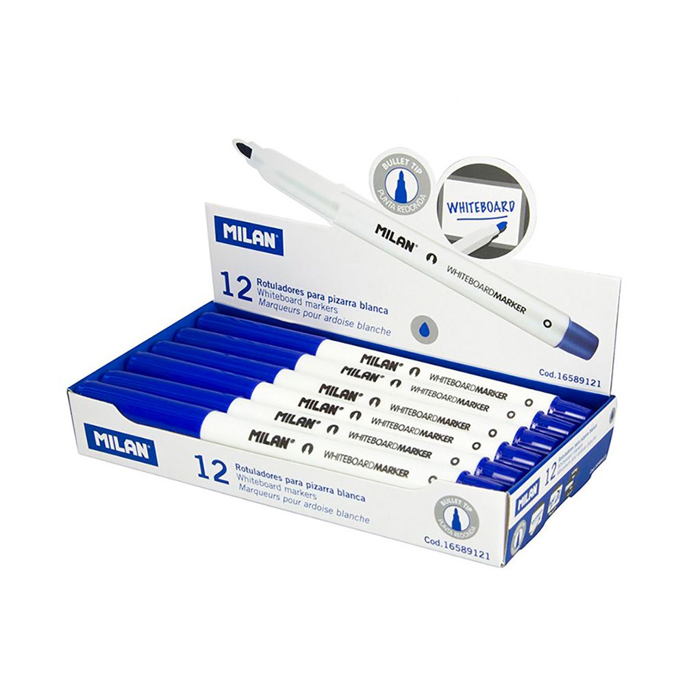 Marcadores para quadro branco Ø3,7 mm azul, caixa 12 unid.
