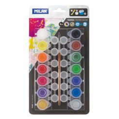 Blíster com 14 potes de tempera 5ml + 12 potes de mistura e pincel milan