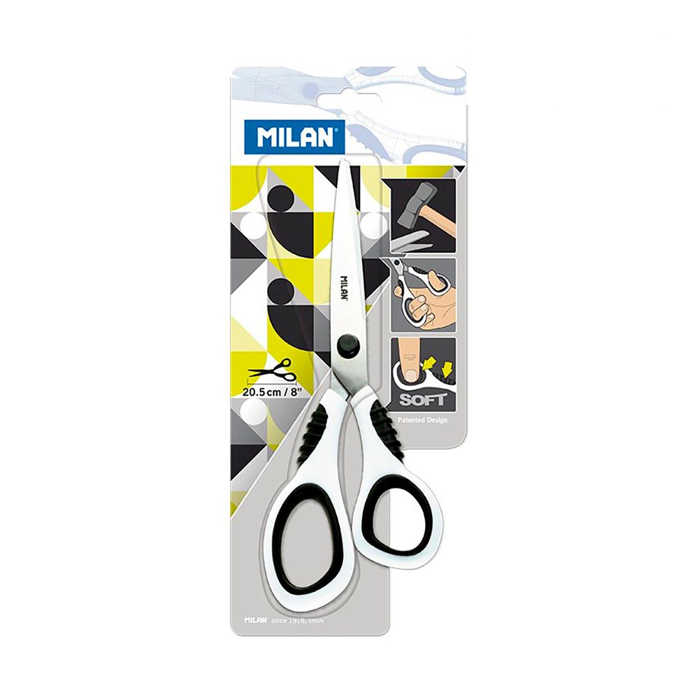 Blíster com tesoura de escritório brancas 20,5cm milan - Image 2