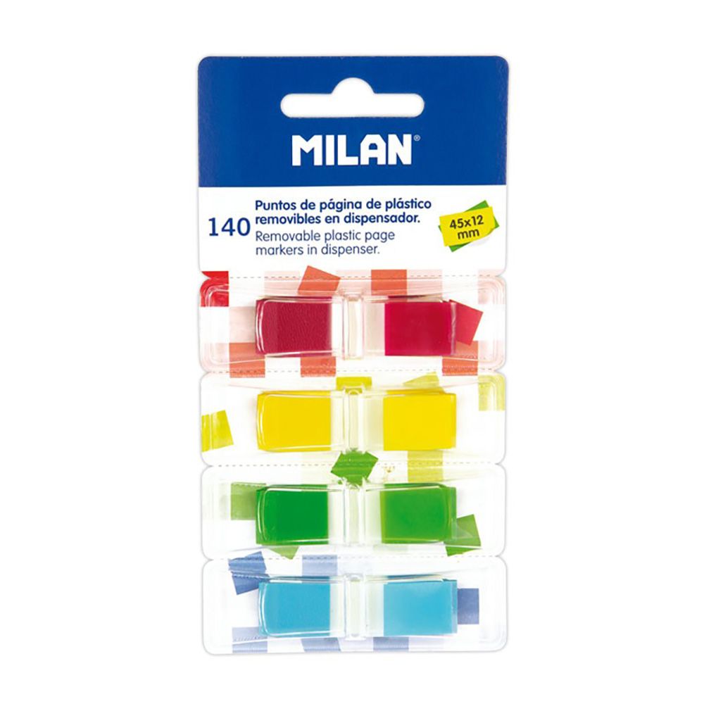 Pack 140 adesivos marca páginas em 4 dispensadores milan
