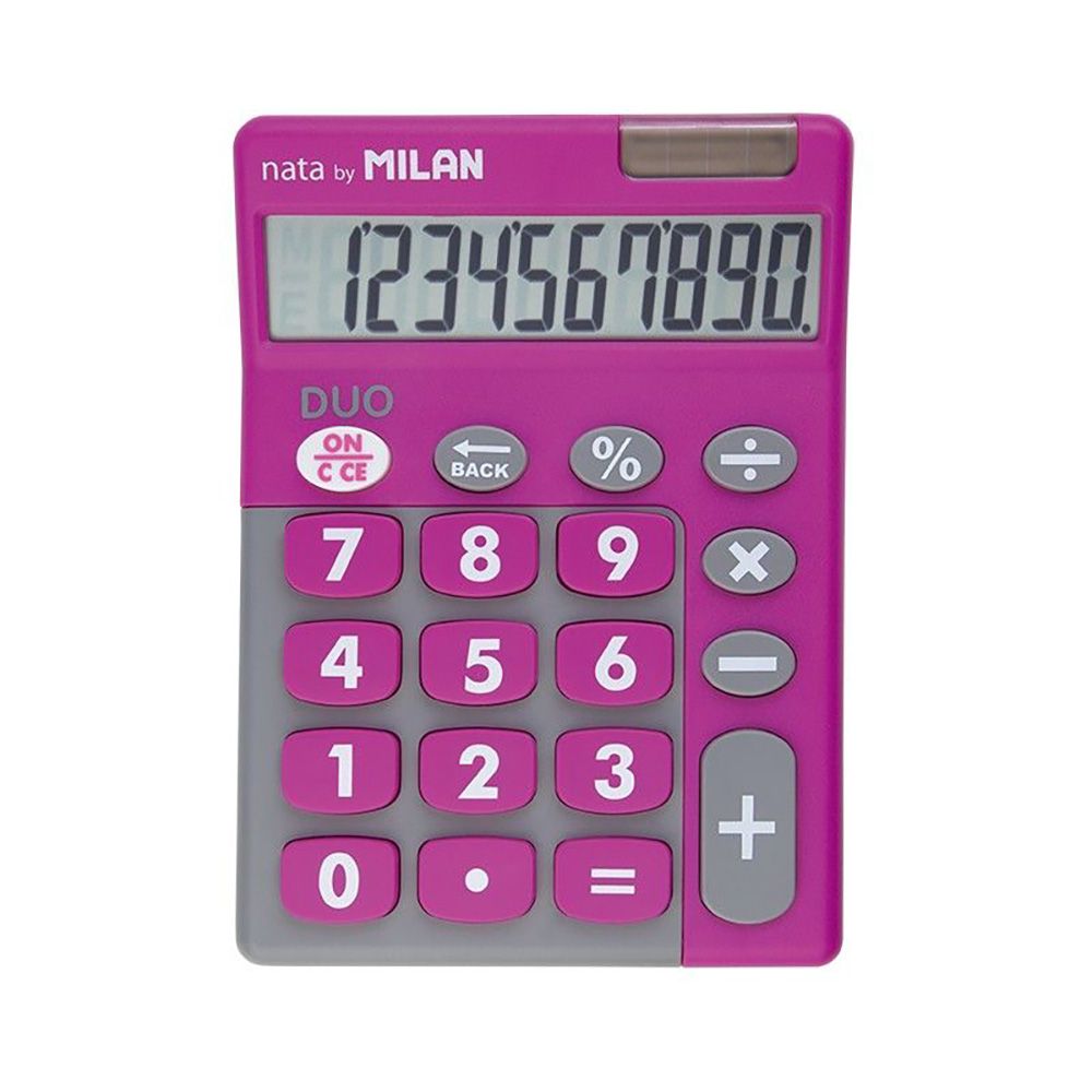 Blíster calculadora DUO 10 dígitos rosa teclas grandes milan - Image 2