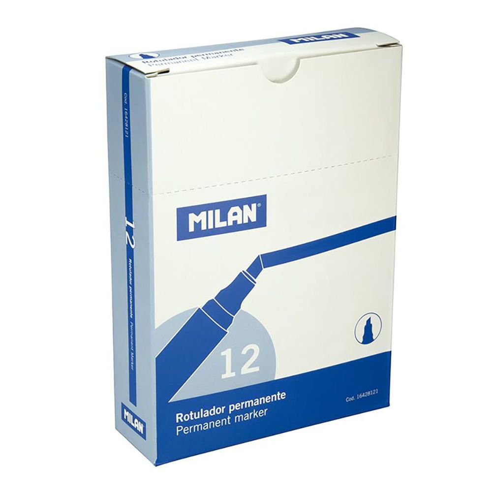Caixa com 12 marcadores permanentes. ponta biselado azul milan - Image 2
