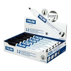 Caixa de 12 marcadores pretos Ø4,7mm para quadro-branco milan