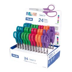 Caixa espositora com 24 tesouras basic 13,3cm milan cores/modelos sortidos
