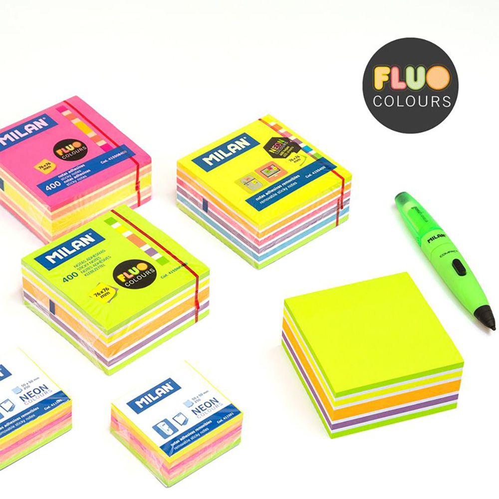 Bloco de notas 400 folhas adesivas cores fluor 76x76mm milan - Image 2