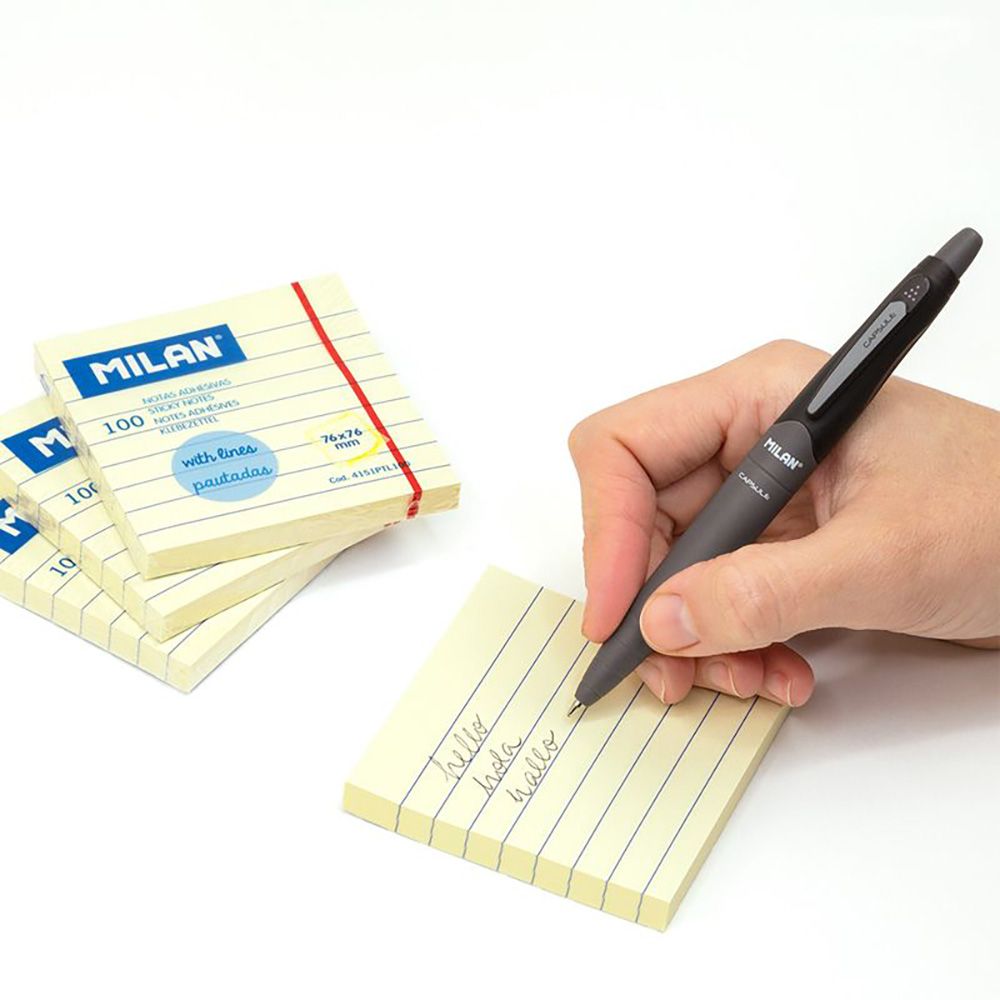 Bloco de notas 100 folhas adesivas amarelo claro pautadas 76x76mm milan - Image 2
