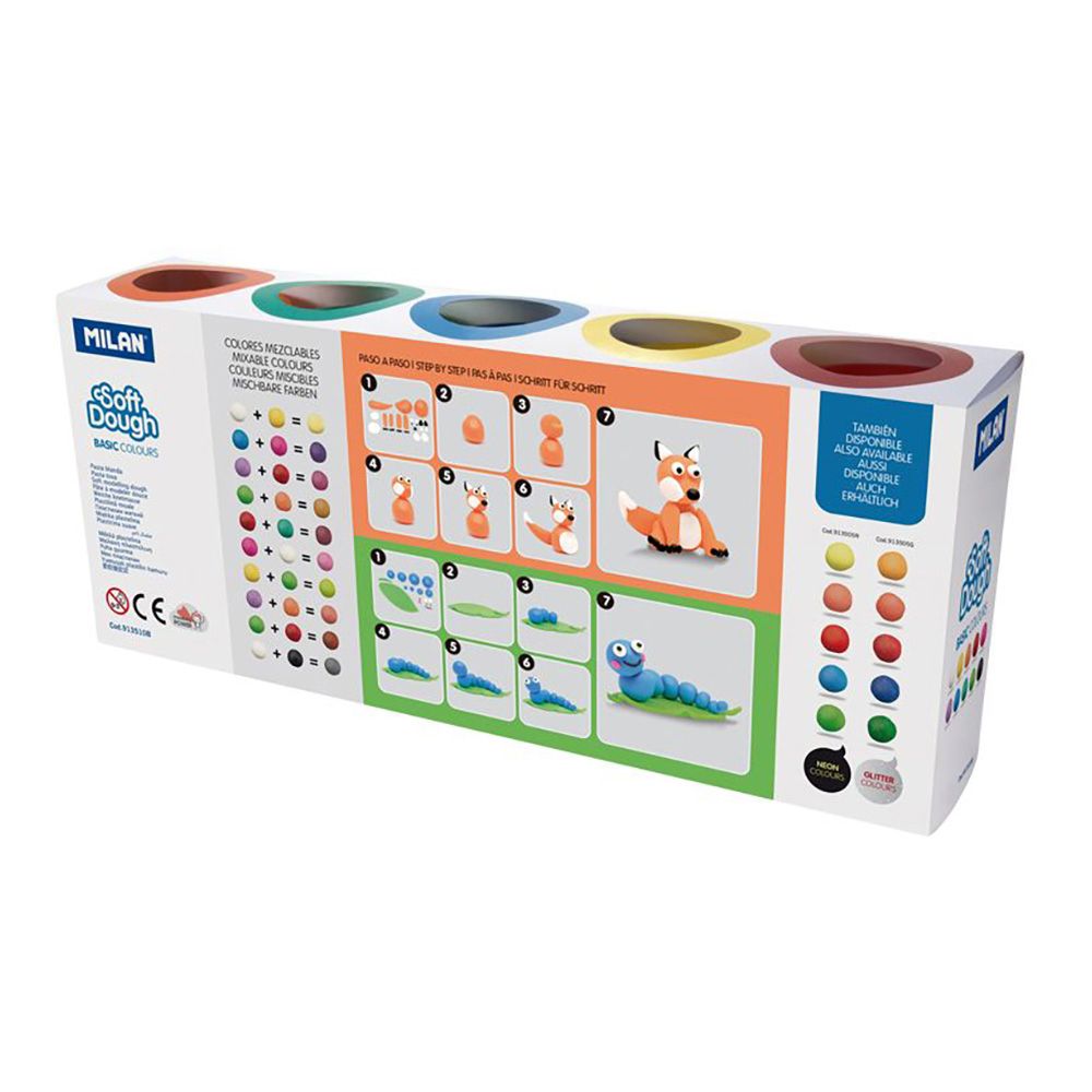 Caixa de 10 frascos de 85g plasticina básico soft dough milan - Image 2