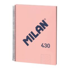 Caderno pautado A4 (7mm) rosa. comespiral.