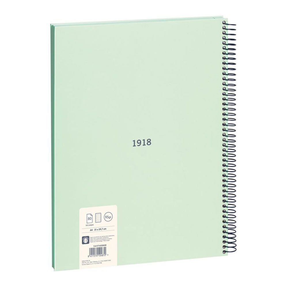 Caderno A4 com espiral pautada 7 mm verde - Image 2
