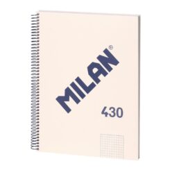Caderno quadriculado A4 (5x5mm) bege, com espiral.