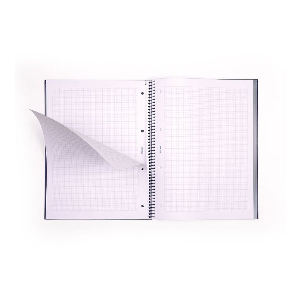 Caderno quadriculado A4 (5x5mm) azul-marinho, com espiral. - Image 3
