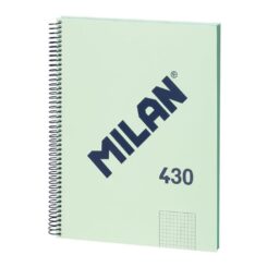 Caderno quadriculado A4 (5x5mm) verde, com espiral.