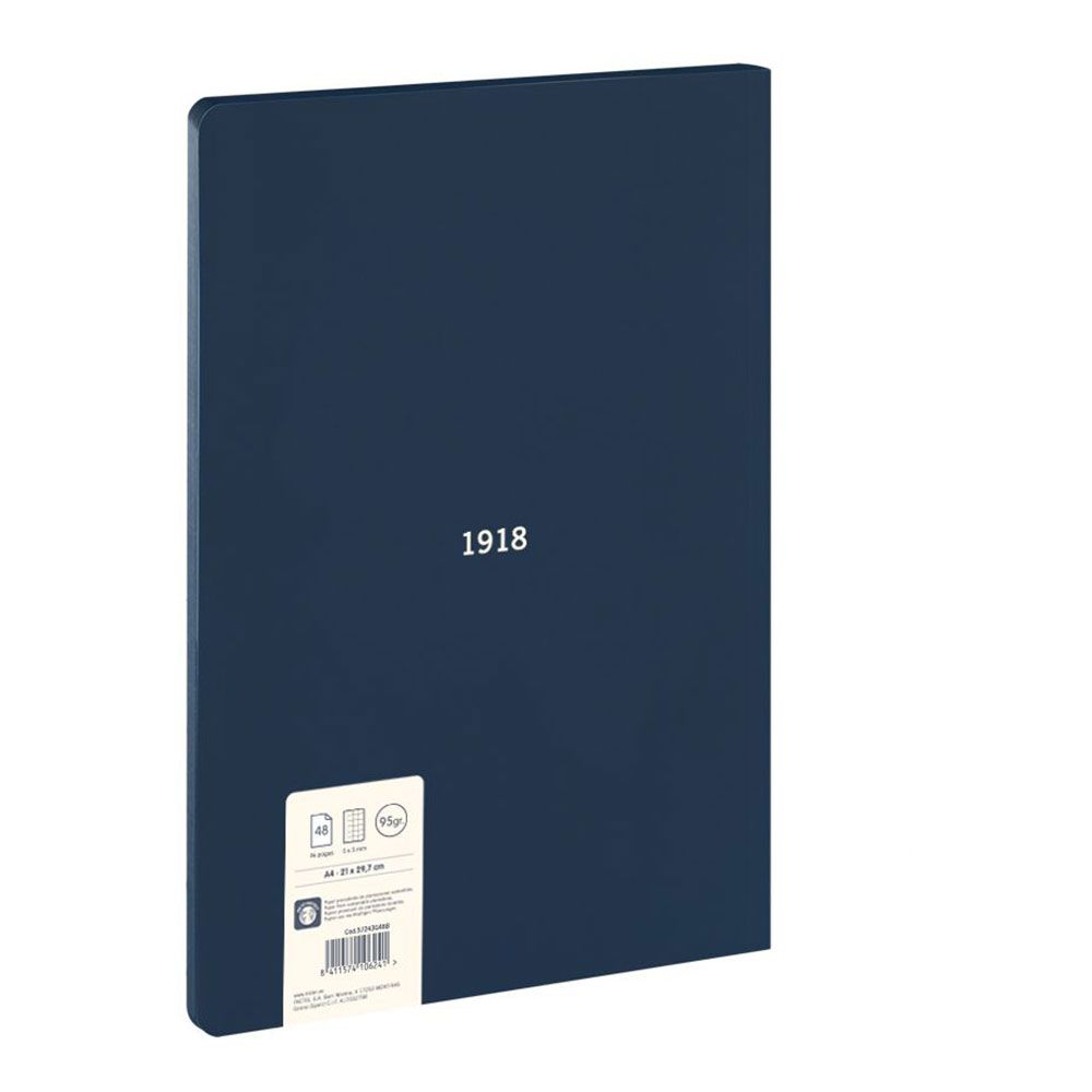 Caderno quadriculado colado A4, azul-marinho - Image 2