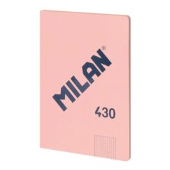 Caderno quadriculado A4 colado, rosa.