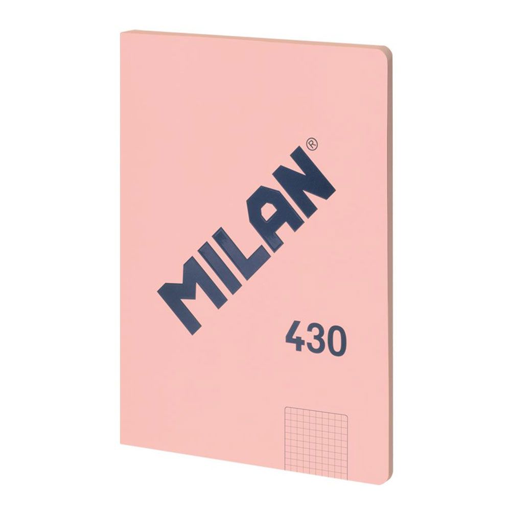 Caderno quadriculado A4 colado, rosa.