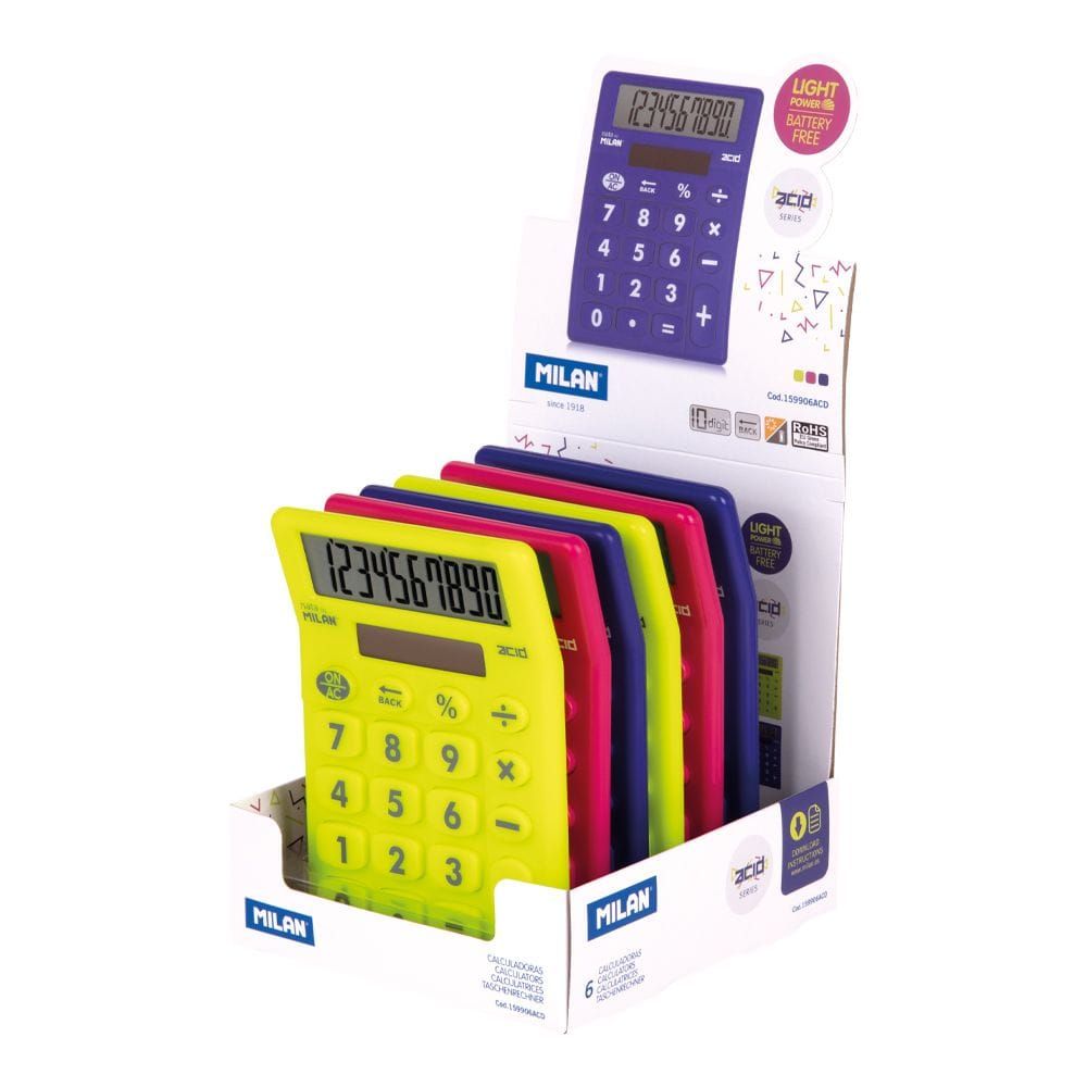Calculadora s.table, série acid, display de 6 unidades, cores sortidas