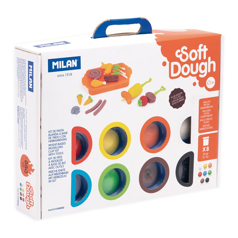 MILAN Kit de massa macia, 8 potes de 59 g, com ferramentas 'churrasco'