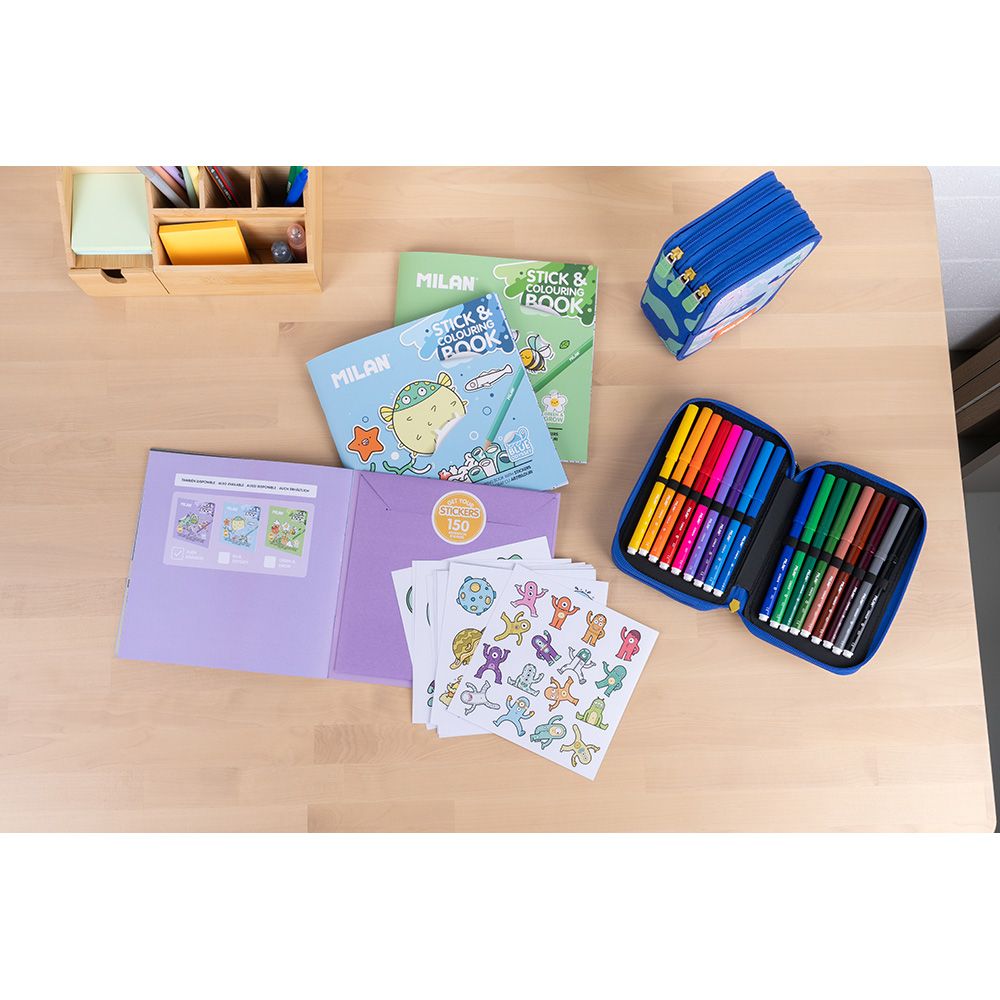 Caderno com adesivos para colorir azul odissey - Image 3