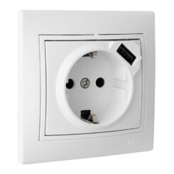 Tomada bipolar com t/tl 16A 250V USB serie europa solera ERP60USB-U